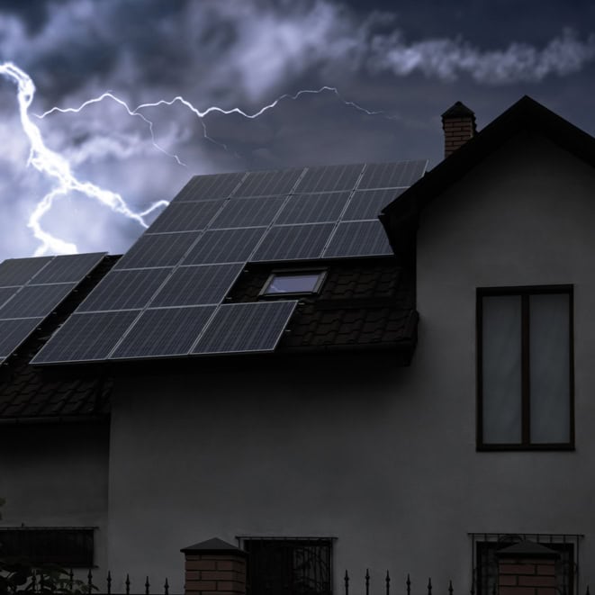 Lightning above house roof